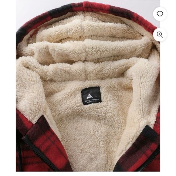 SCODI Flannel LS Fleece Lined Plaid Full Zip Hoodie Jacket RED/BLK M NWT IN PKG - Picture 4 of 8